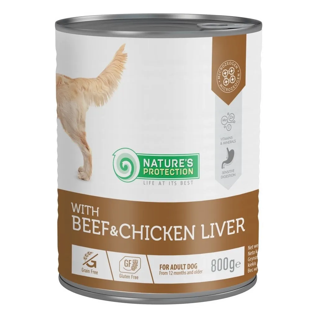 Консерва для собак Nature's Protection Beef and Chicken Liver 800 г (KIK45606)
