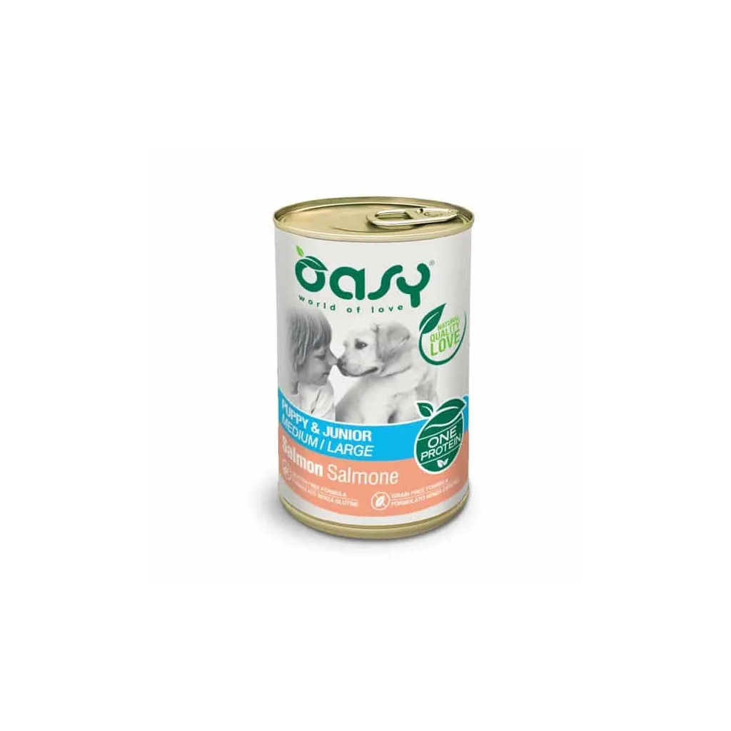 Консерва для собак OASY One Protein Formula Puppy & Junior Medium/Large з лососем 400 г (8053017344508)