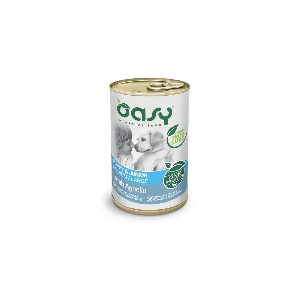 Консерва для собак OASY One Protein Formula Puppy & Junior Medium/Large з ягням 400 г (8053017344485)