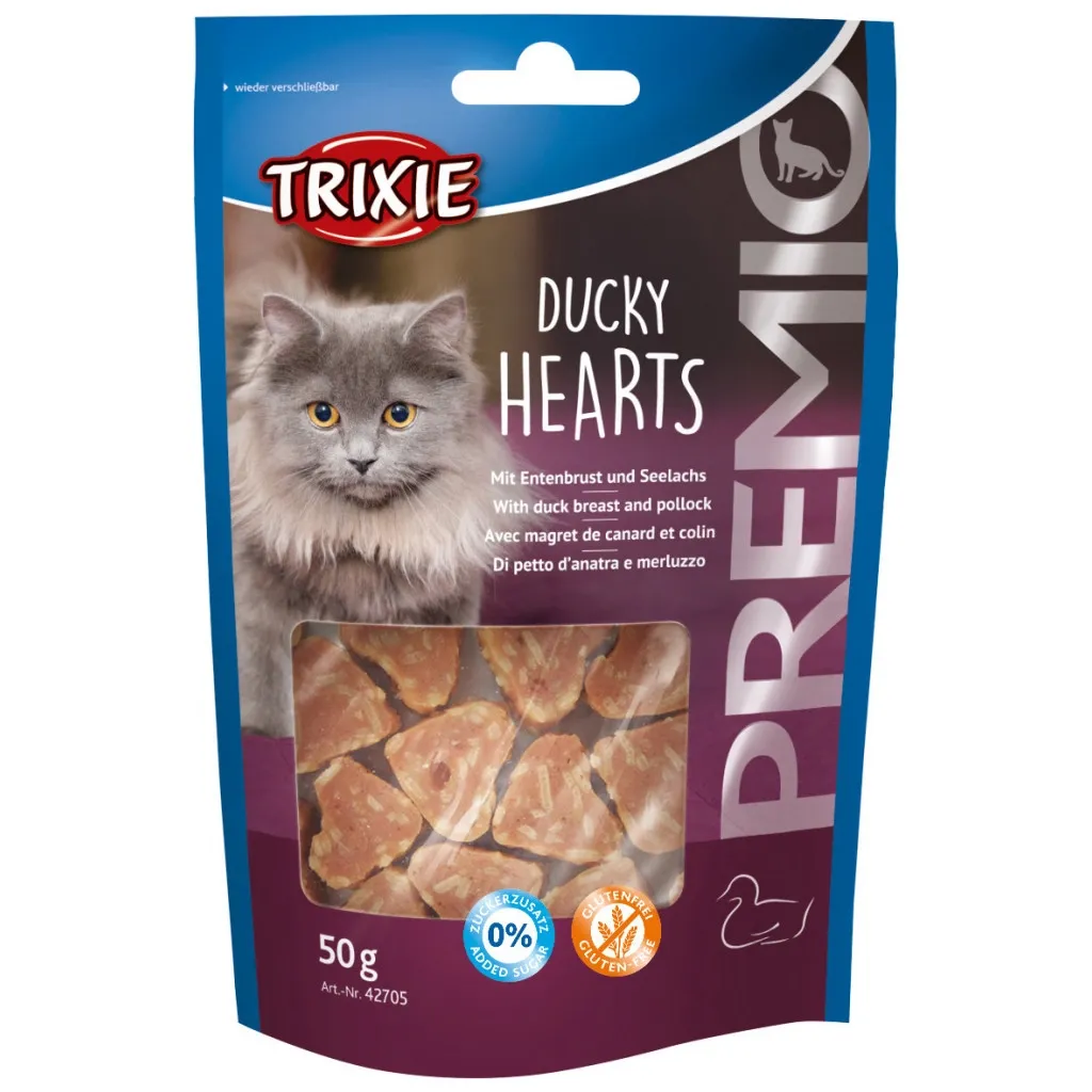 Ласощі для котів Trixie Premio Hearts качка/мінтай 50 г (4011905427058)