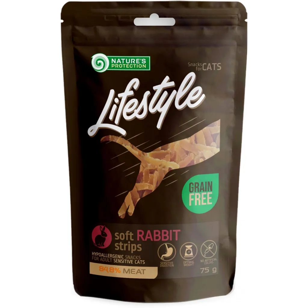 Лакомство для кошек Nature's Protection Lifestyle Snack For Cats Soft Rabbit Strips 75 г (SNK46153)