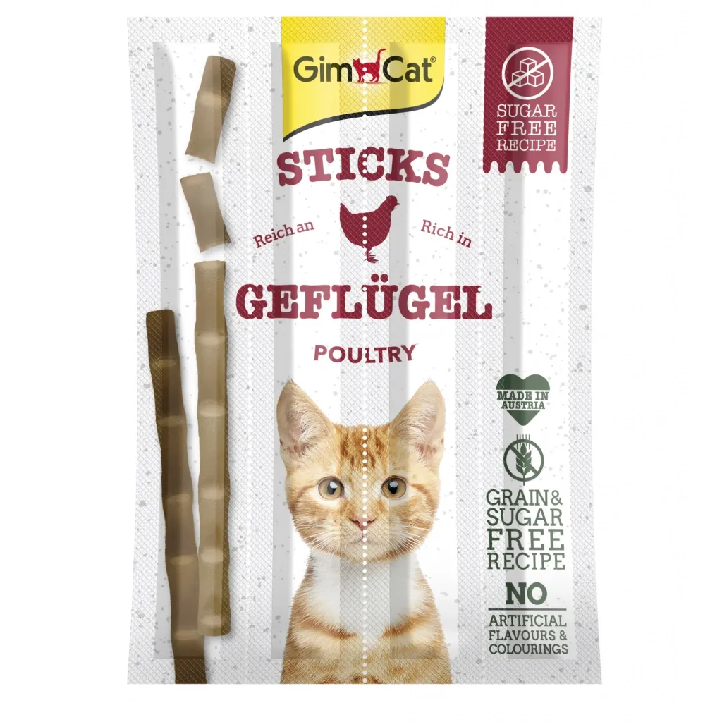 Лакомство для кошек GimCat Мясные палочки с мясом птицы grain-free 4 шт (4002064400167)