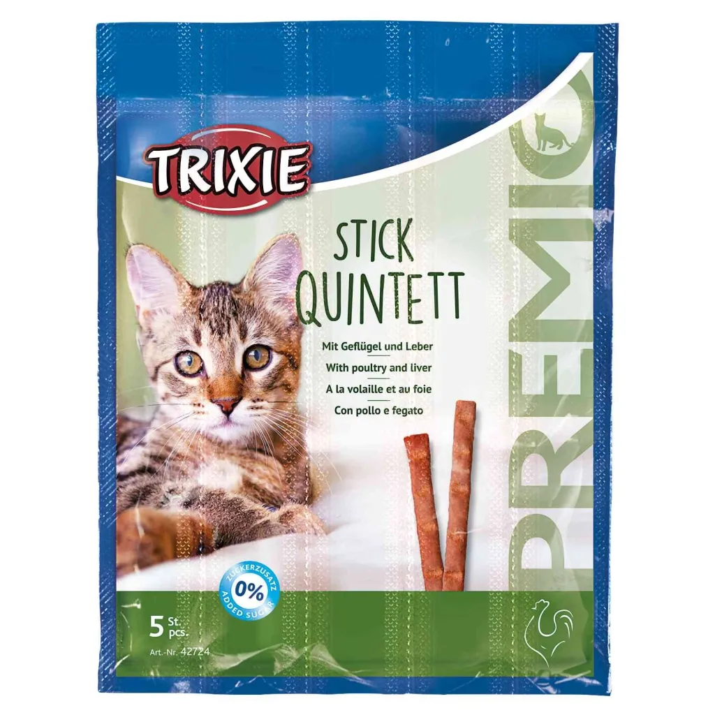 Ласощі для котів Trixie PREMIO Quadro-Sticks 5 шт (домашній птах) (4011905427249)