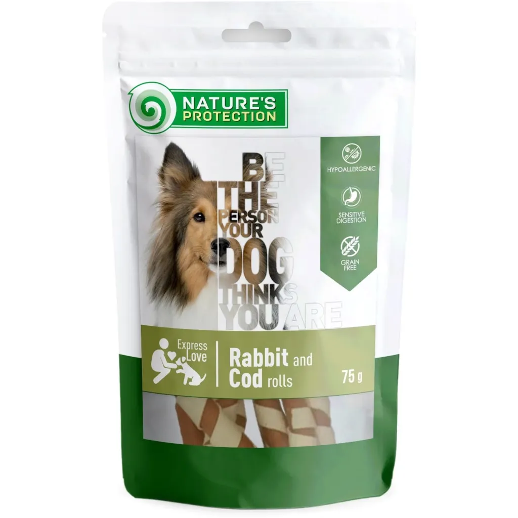 Ласощі для собак Nature's Protection Rabbit and cod rolls 75 г (SNK46095)