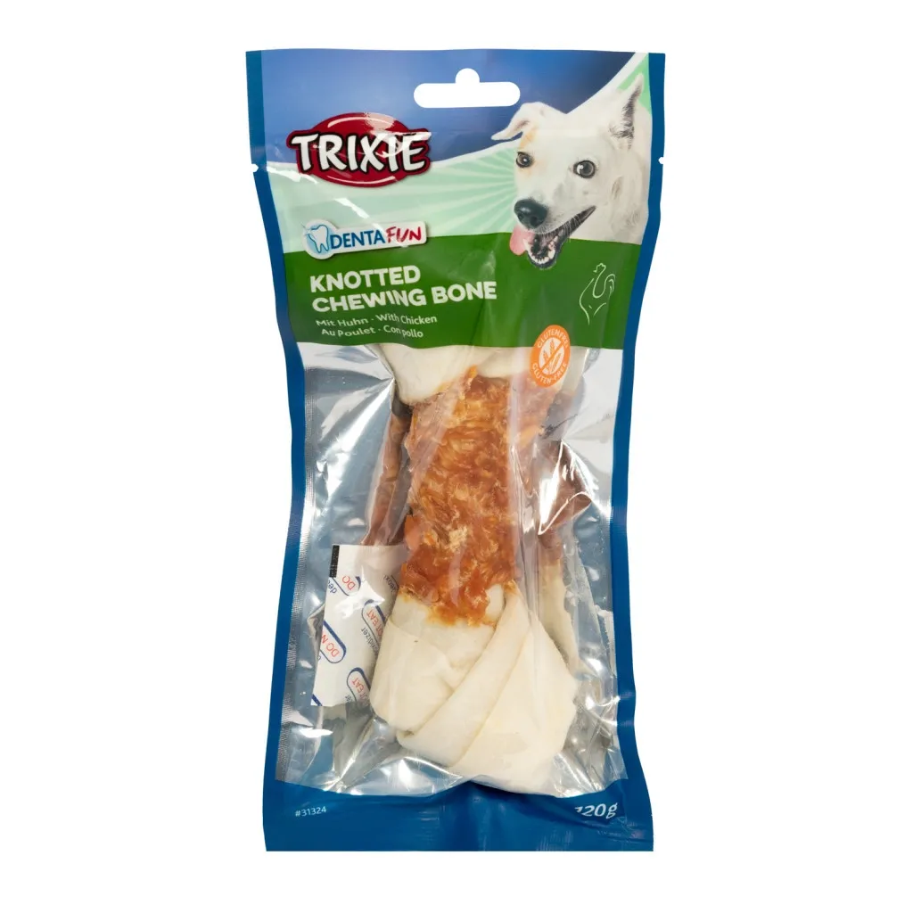 Ласощі для собак Trixie Кістка чищення зубів з куркою Denta Fun 18 см 120 г (4011905313245)