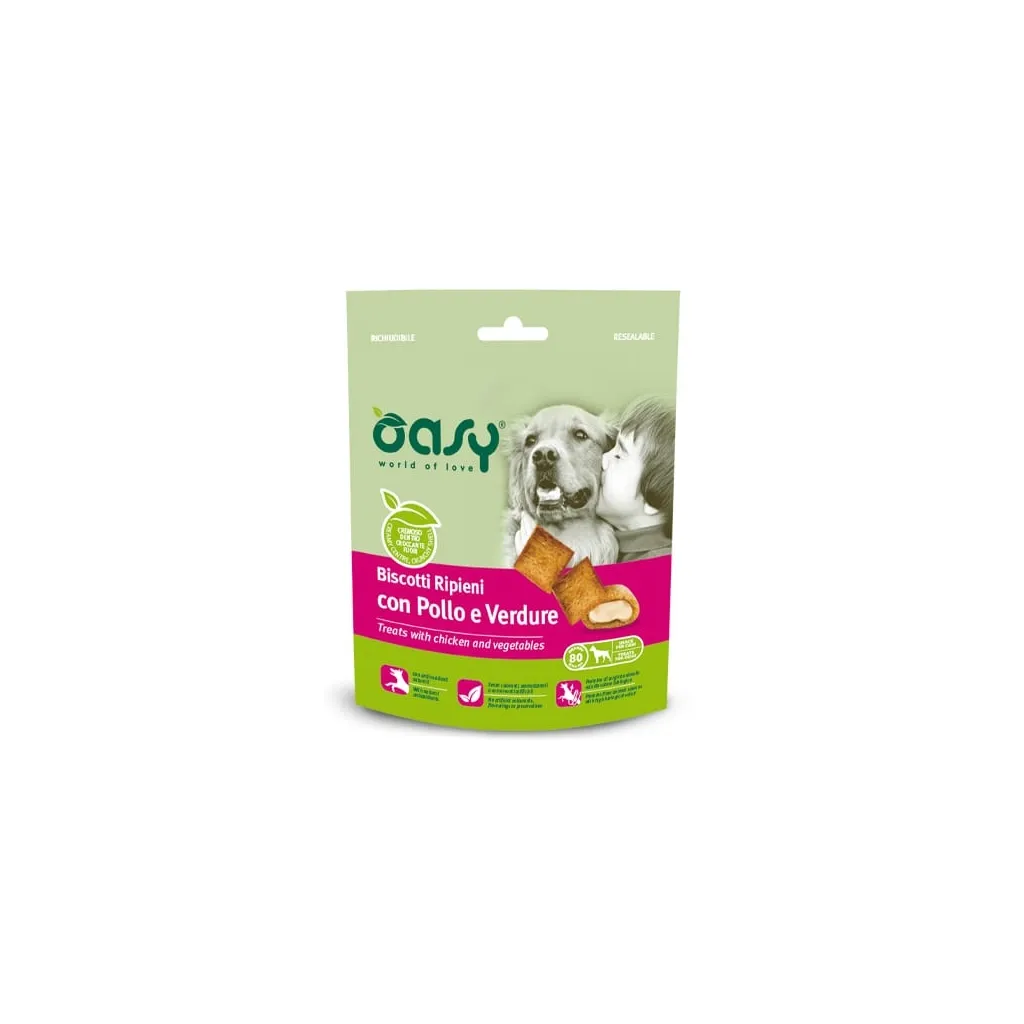 Ласощі для собак OASY TREATS Курка та овочі 80 г (8053017343082)