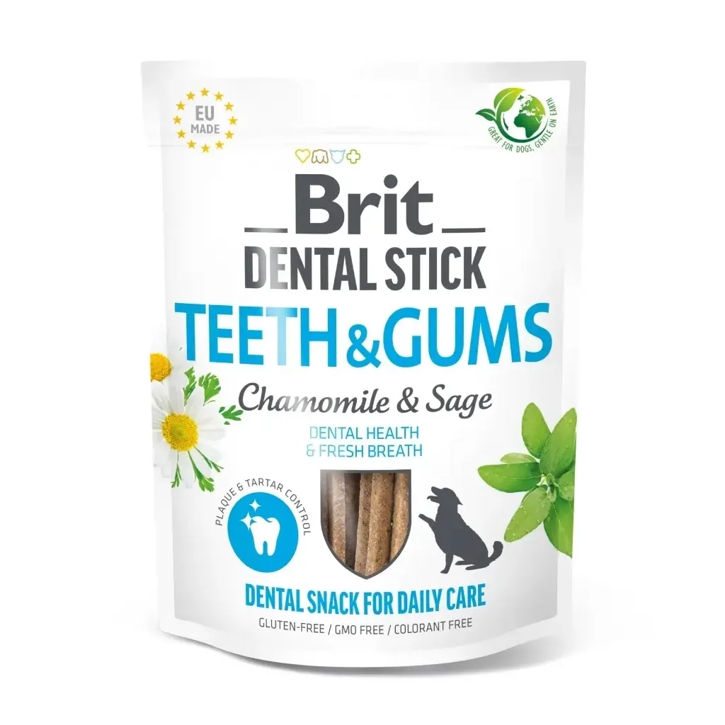 Ласощі для собак Brit Dental Stick Teeth&Gums ромашка і шавлія 251 г (8595602564354)