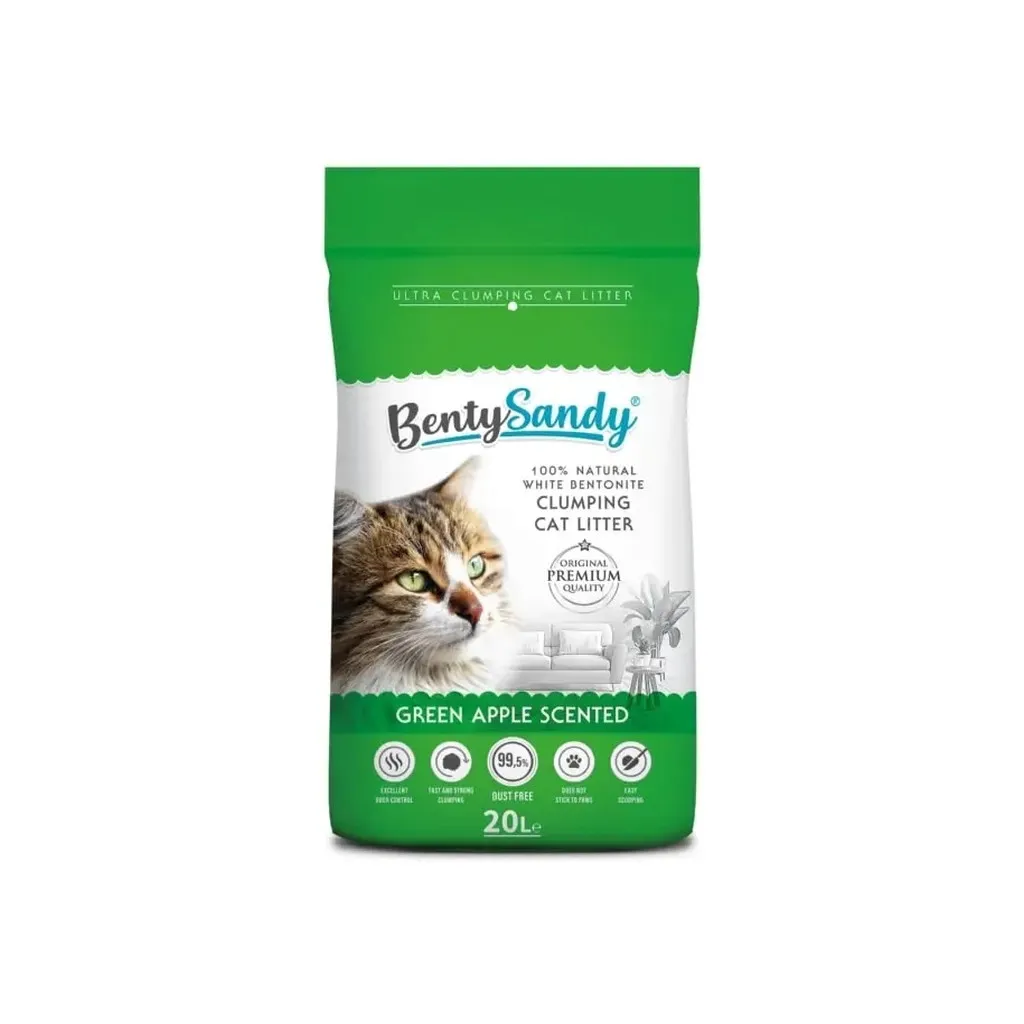 Наполнитель для туалета Benty Sandy Green Apple Scented цветные гранулы 20 л/17.2 кг (BS-20006)