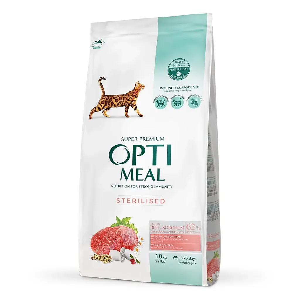 Сухий корм для котів Optimeal стерилізованих/кастрованих з яловичиною і сорго 10 кг (B1831401)