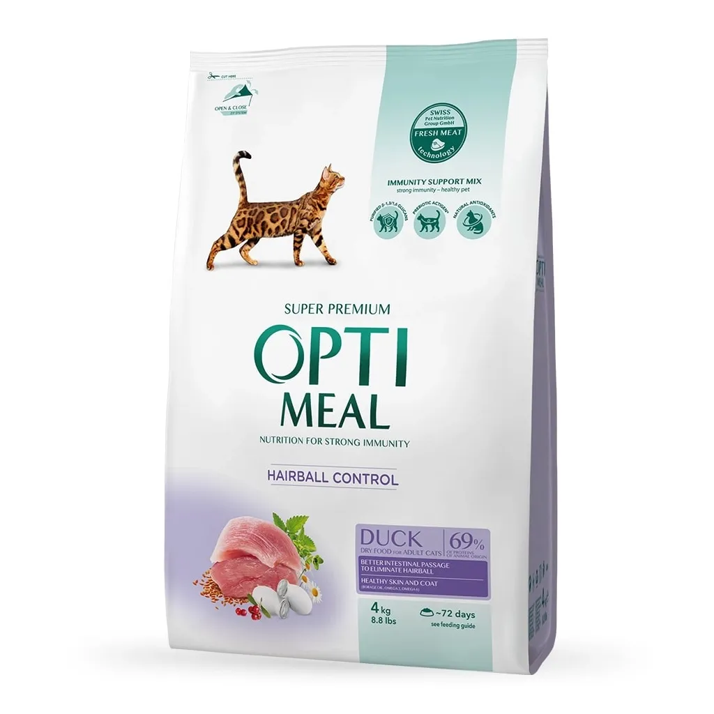 Сухой корм для кошек Optimeal взрослых со вкусом утки 4 кг (B1840701)