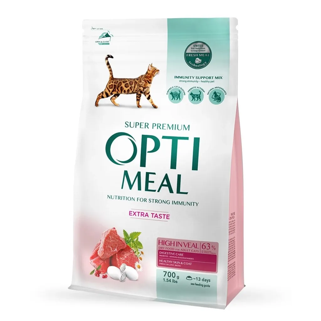 Сухий корм для котів Optimeal зі смаком телятини 700 г (4820215364683)