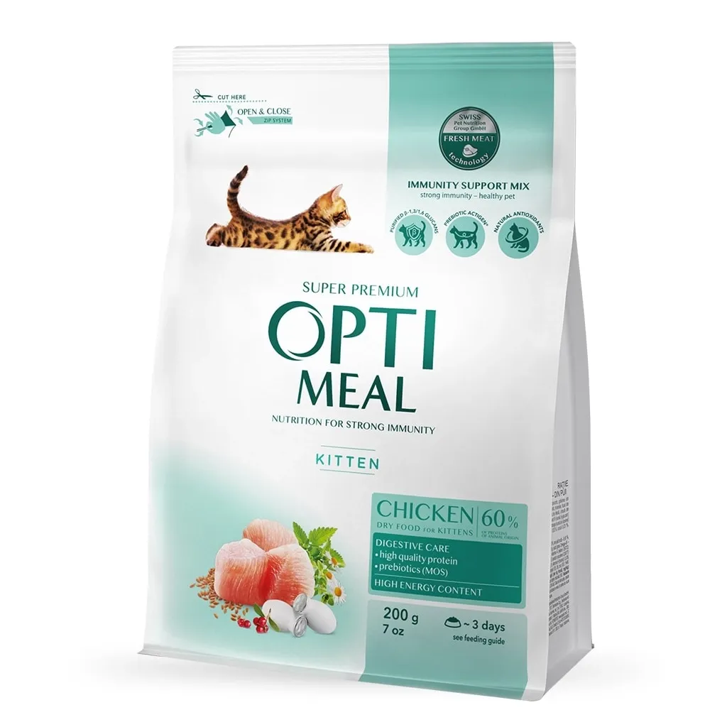 Сухий корм для котів Optimeal кошенят зі смаком курки 200 г (4820215360197)