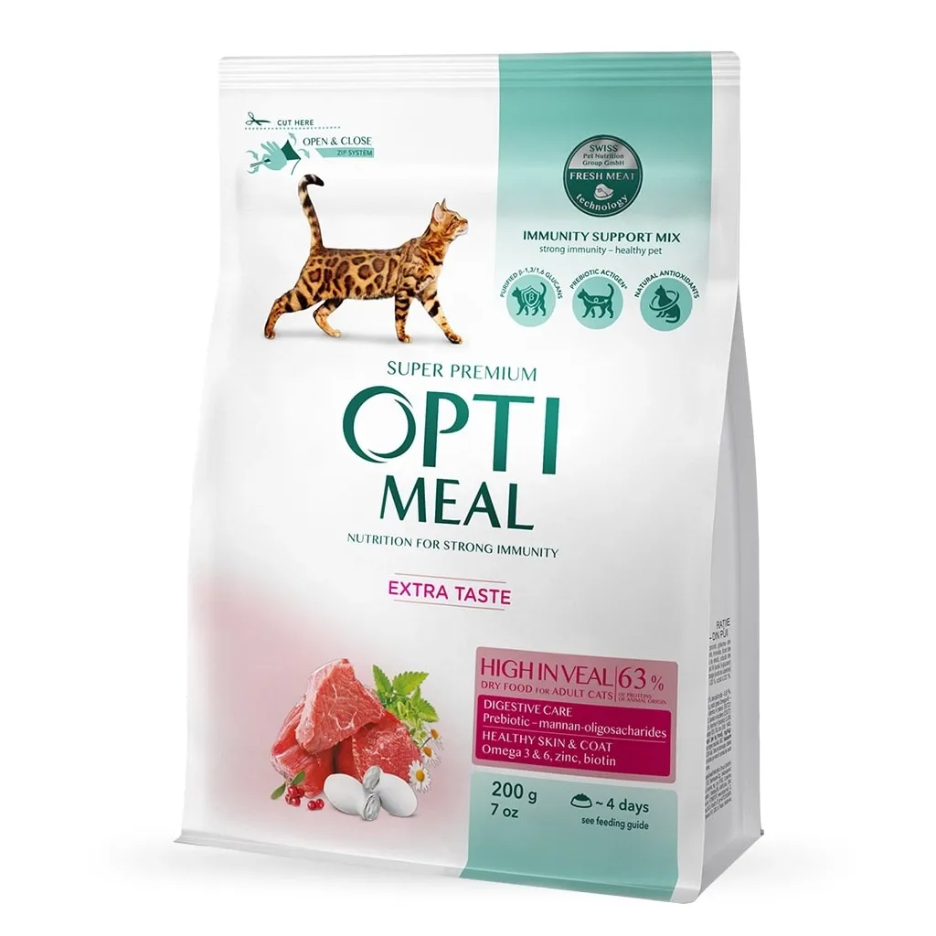 Сухий корм для котів Optimeal зі смаком телятини 200 г (4820215360173)
