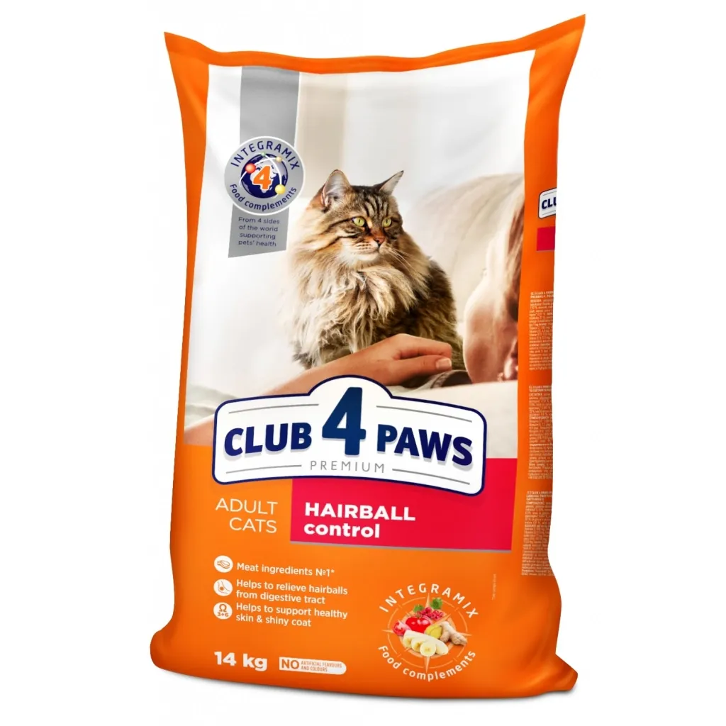 Сухий корм для котів Club 4 Paws Преміум. З ефектом виведення шерсті 14 кг (4820083909337)
