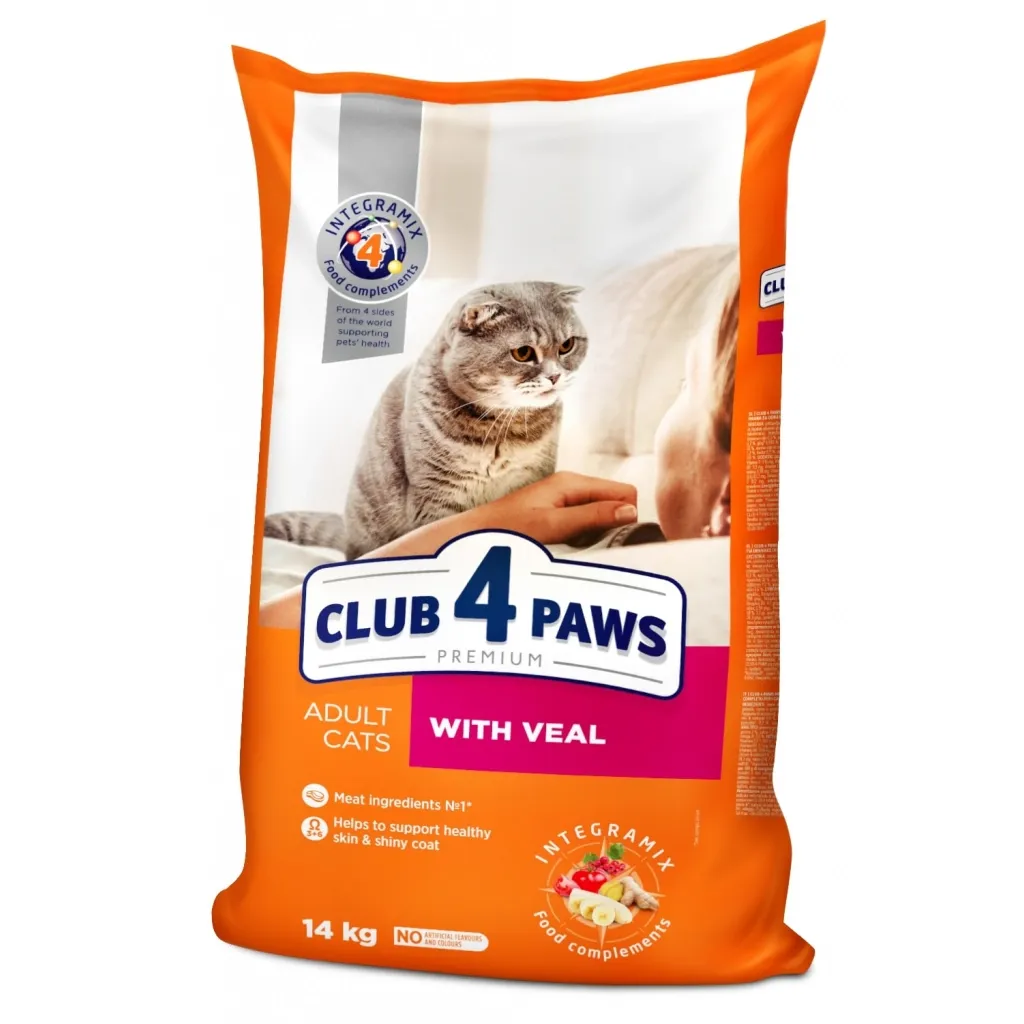 Сухий корм для котів Club 4 Paws Преміум. З телятиною 14 кг (4820083909207)