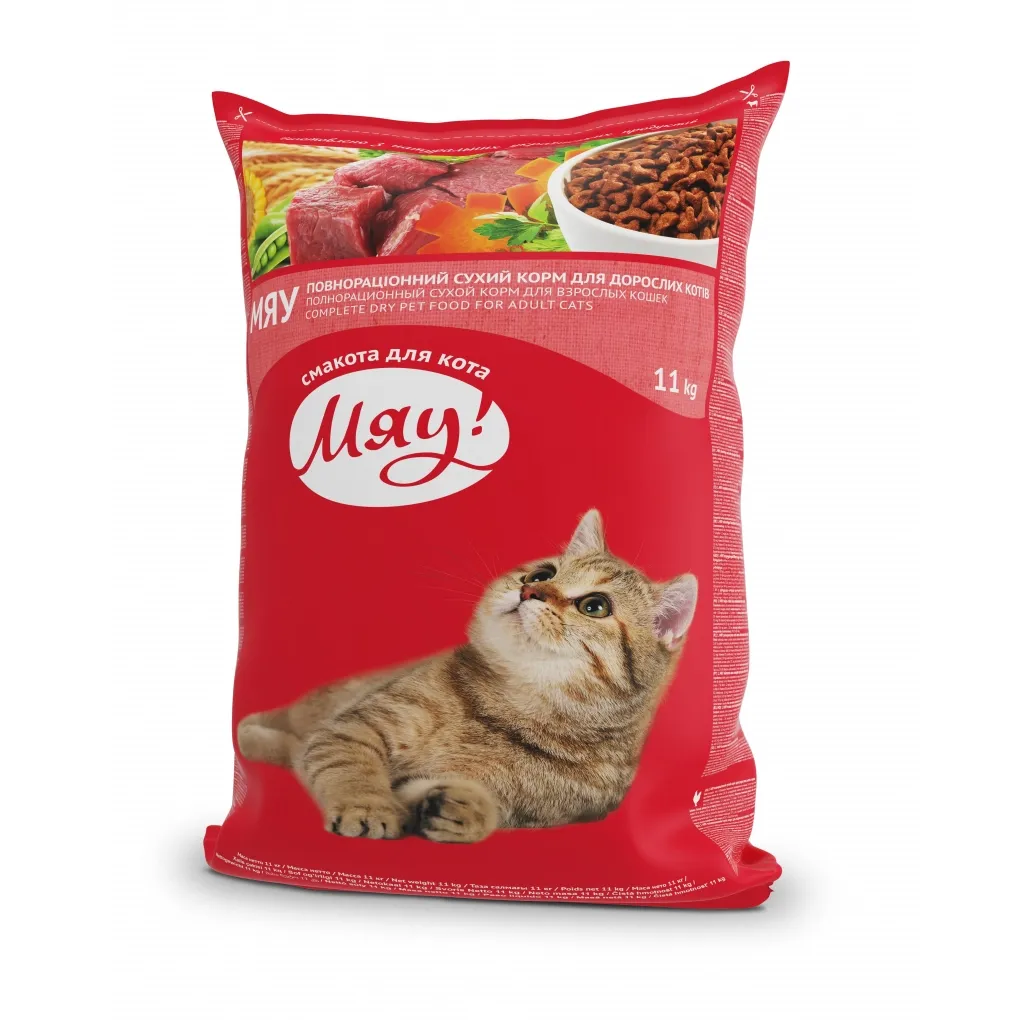 Сухий корм для котів Мяу! зі смаком м'яса 11 кг (4820083902093)