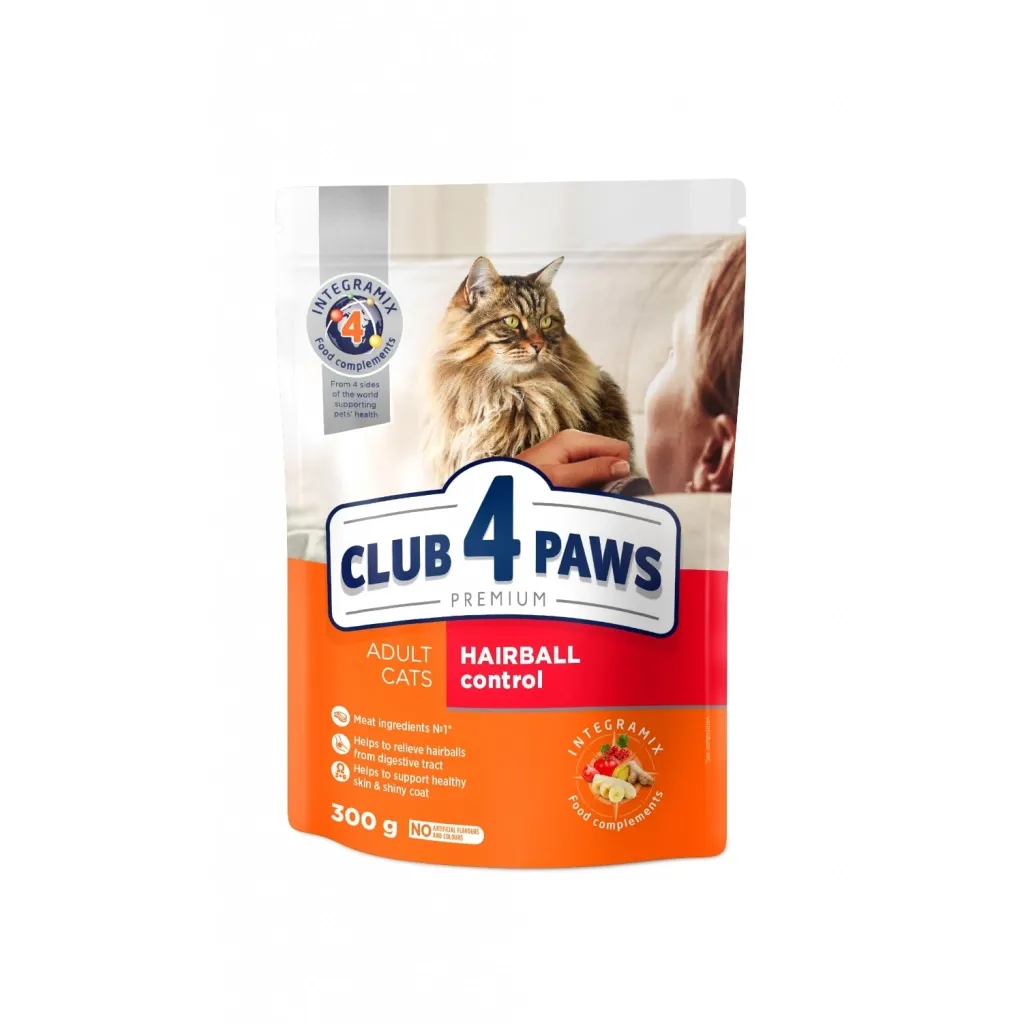 Сухий корм для котів Club 4 Paws Преміум. З ефектом виведення шерсті 300 г (4820083909313)