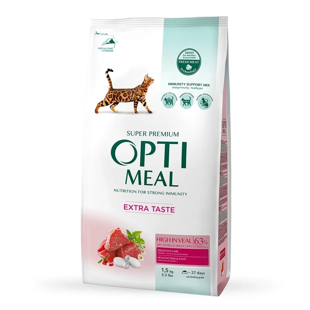 Сухий корм для котів Optimeal зі смаком телятини 1.5 кг (4820215364690)