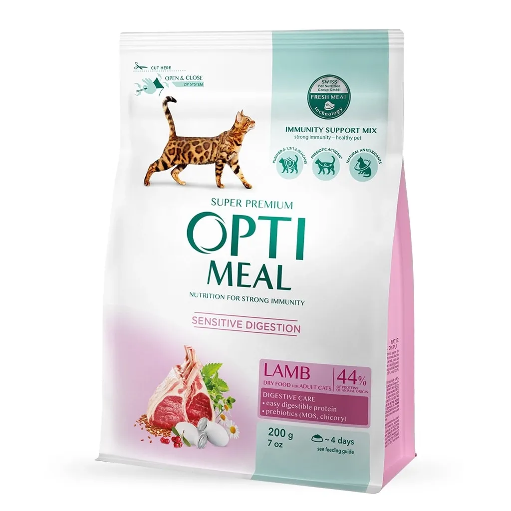 Сухий корм для котів Optimeal з чутливим травленням - ягня 200 г (4820215362405)