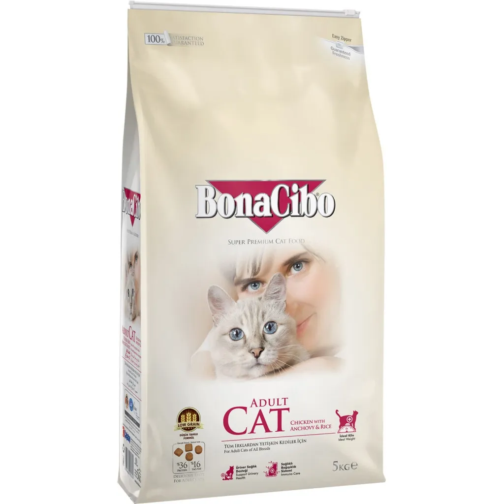 Сухий корм для котів BonaCibo Adult Cat Chicken&Rice with Anchovy 5 кг (8694686405642)