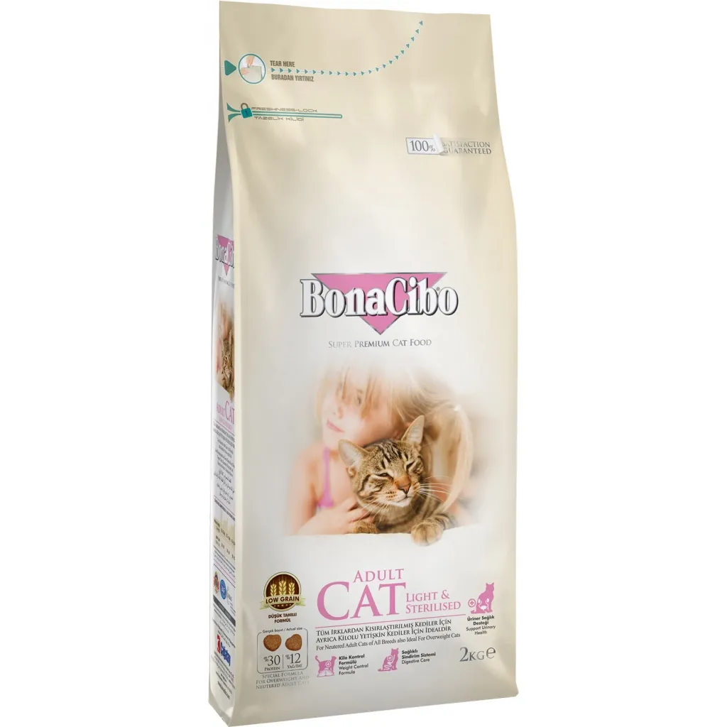 Сухий корм для котів BonaCibo Adult Cat Light&Sterilized 2 кг (8694686406137)
