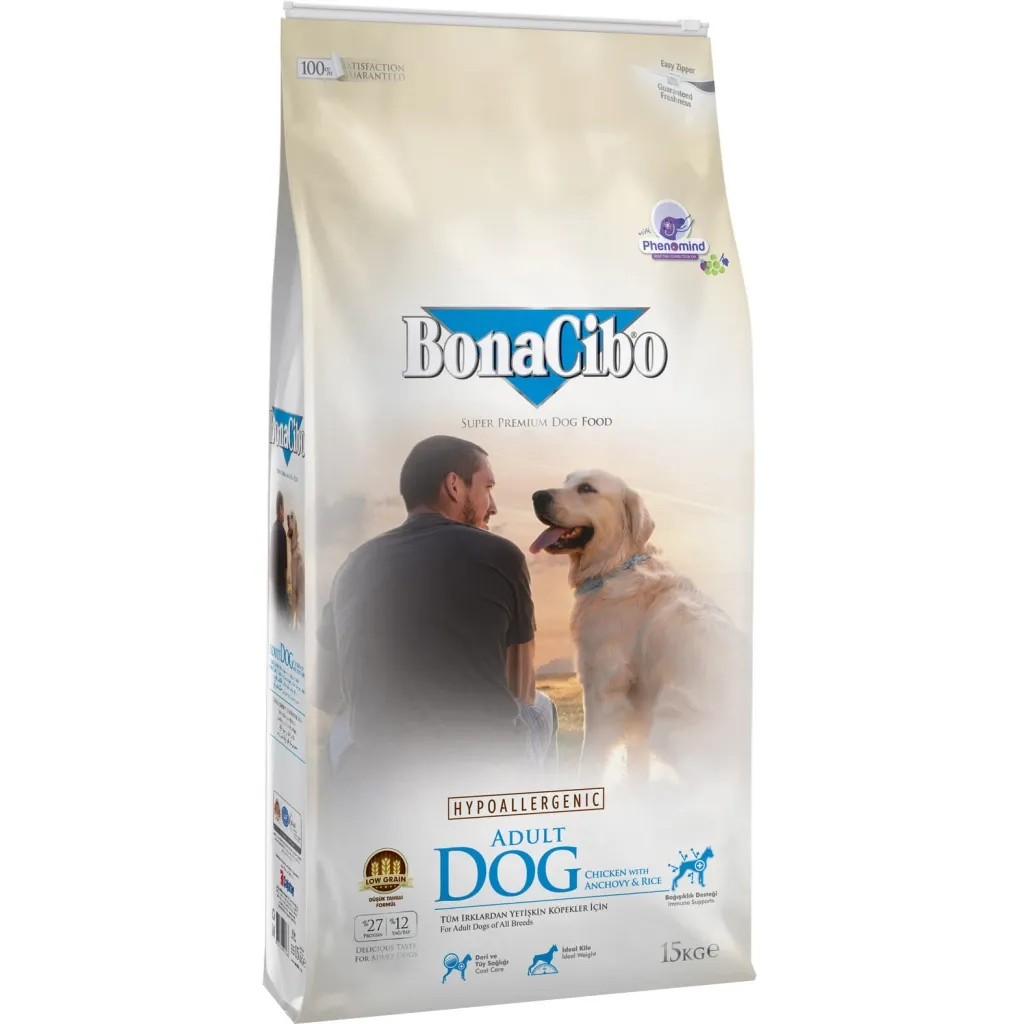 Сухий корм для котів BonaCibo Adult Dog Chicken&Rice with Anchovy 15 кг (8694686405765)