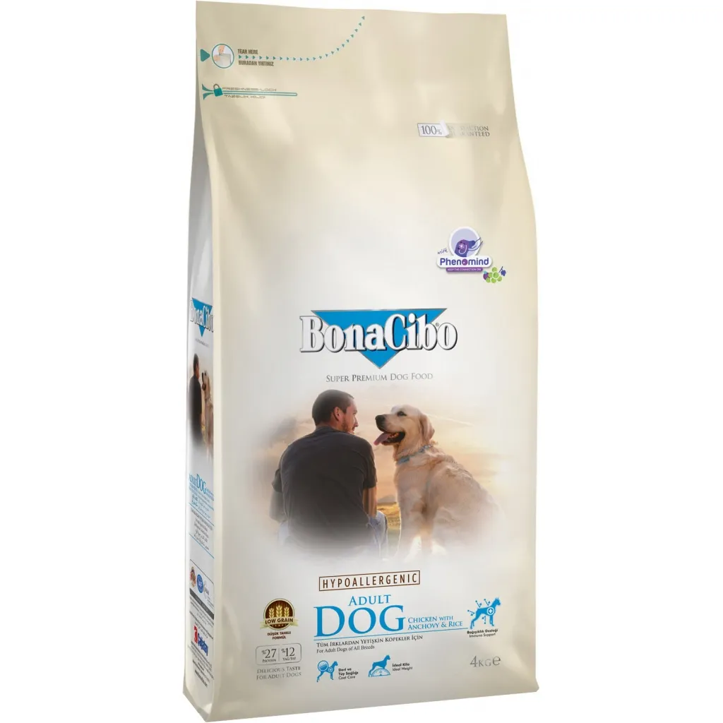 Сухий корм для котів BonaCibo Adult Dog Chicken&Rice with Anchovy 4 кг (8694686406113)