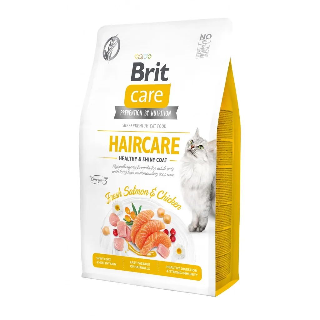 Сухий корм для котів Brit Care Cat GF Haircare Healthy and Shiny Coat 2 кг (8595602540884)
