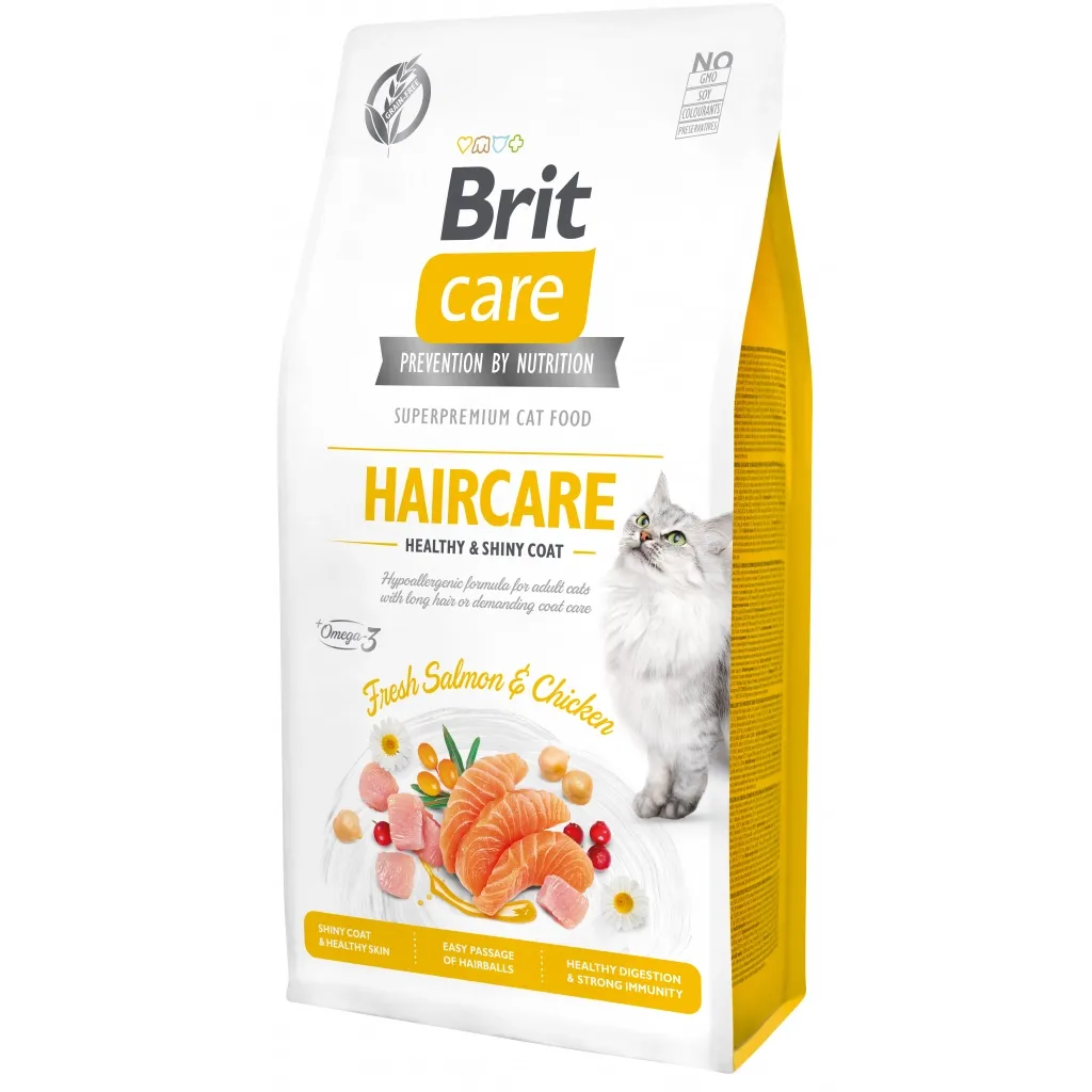 Сухий корм для котів Brit Care Cat GF Haircare Healthy and Shiny Coat 7 кг (8595602540877)