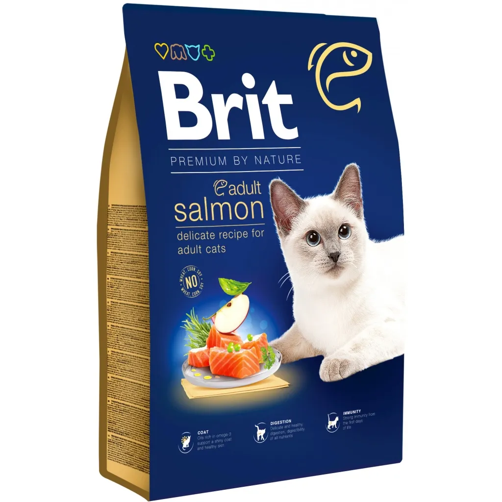 Сухий корм для котів Brit Premium by Nature Cat Adult Salmon 8 кг (8595602553211)