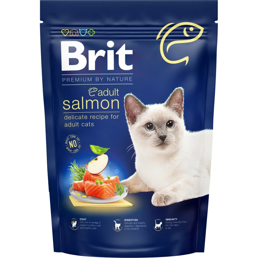 Сухий корм для котів Brit Premium by Nature Cat Adult Salmon 800 г (8595602553051)