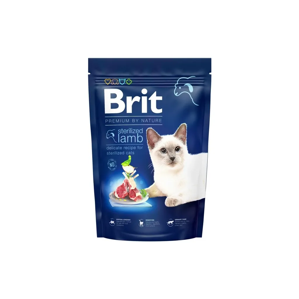 Сухий корм для котів Brit Premium by Nature Cat Sterilized Lamb 300 г (8595602553006)