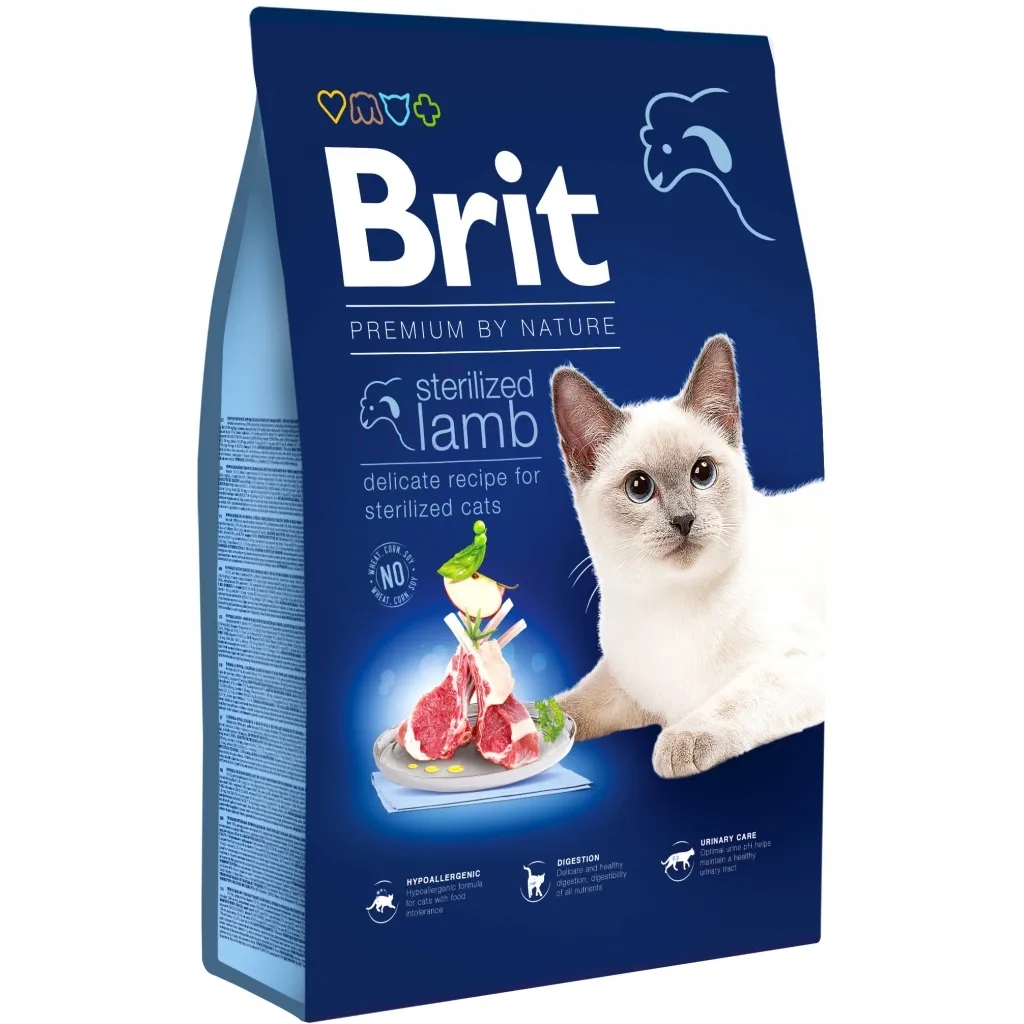 Сухий корм для котів Brit Premium by Nature Cat Sterilized Lamb 8 кг (8595602553242)