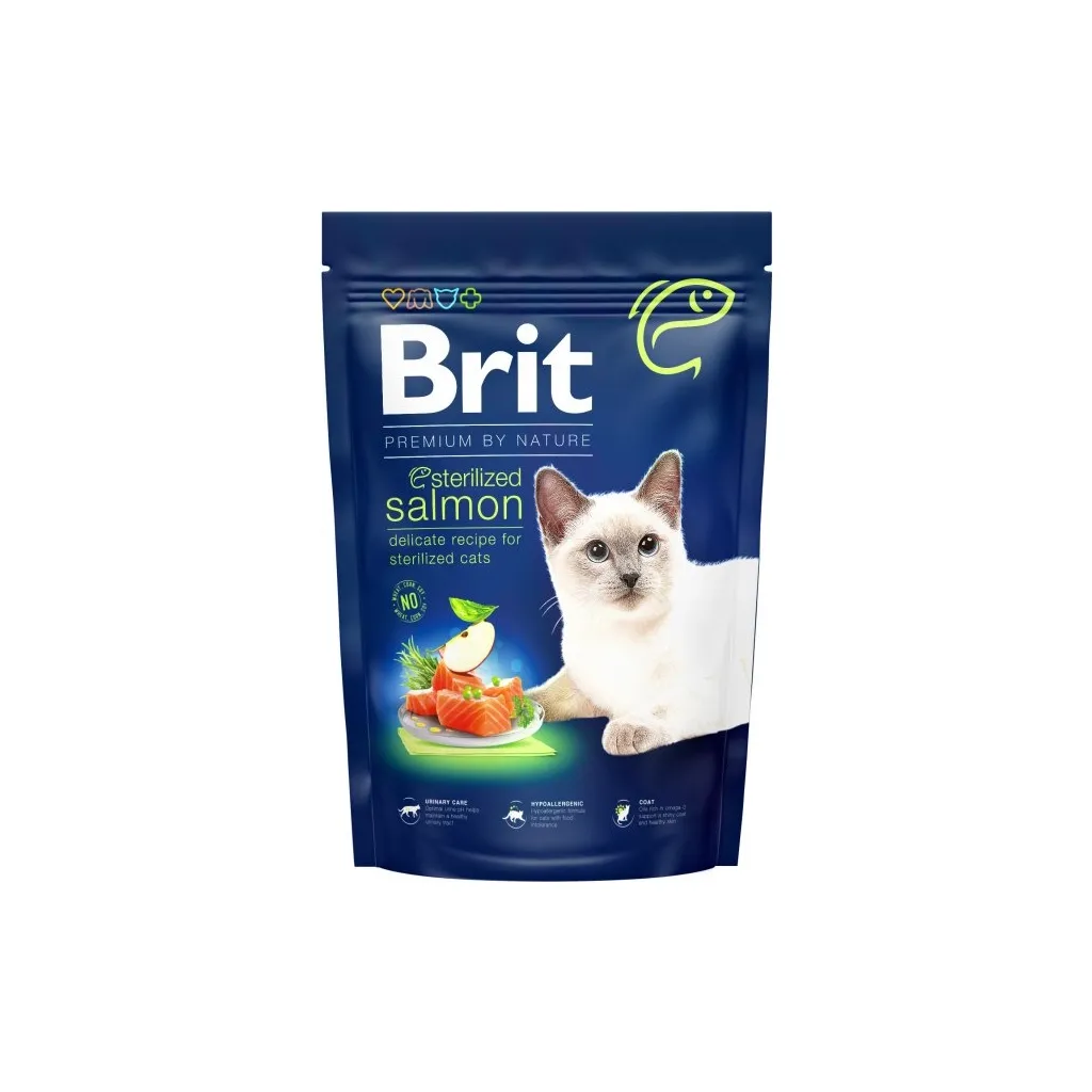 Сухий корм для котів Brit Premium by Nature Cat Sterilized Salmon 300 г (8595602553013)