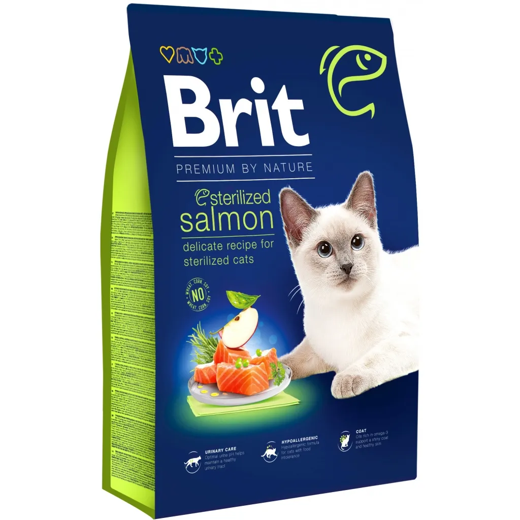 Сухий корм для котів Brit Premium by Nature Cat Sterilized Salmon 8 кг (8595602553259)