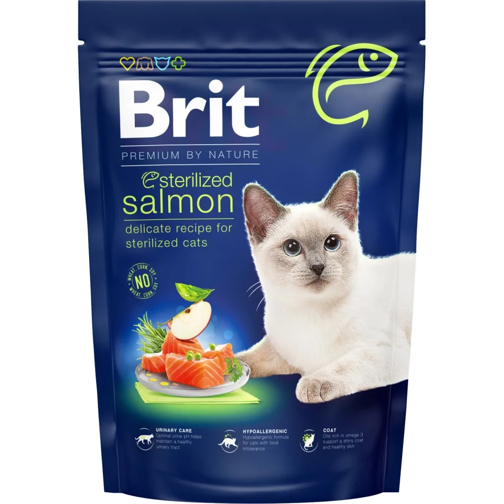 Сухий корм для котів Brit Premium by Nature Cat Sterilized Salmon 800 г (8595602553099)