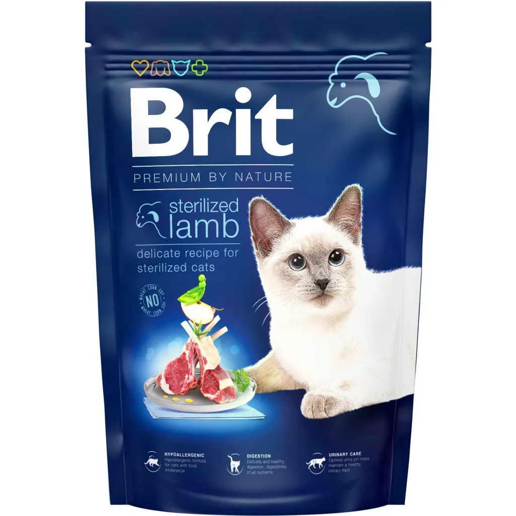 Сухий корм для котів Brit Premium by Nature Cat Sterilized Lamb 1.5 кг (8595602553167)