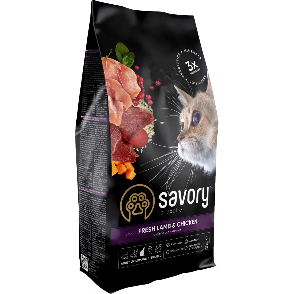 Сухий корм для котів Savory Adult Cat Steril Fresh Lamb and Chicken 2 кг (4820232630112)