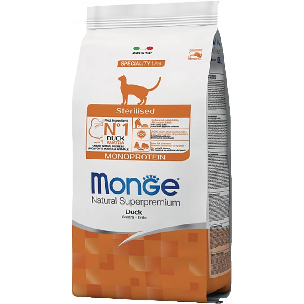 Сухий корм для котів Monge Cat Sterilised з качкою 10 кг (8009470056182)
