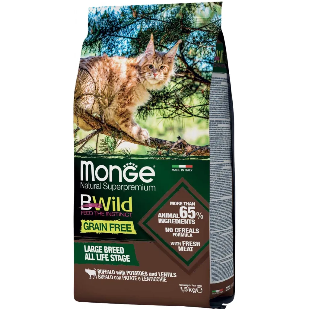 Сухий корм для котів Monge Cat Bwild GR.FREE зі м'ясом буйвола 1.5 кг (8009470012065)