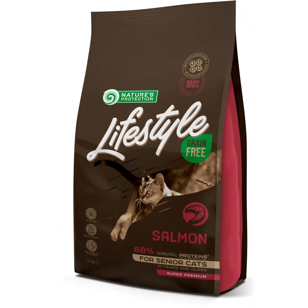 Сухий корм для котів Nature's Protection Lifestyle Grain Free Salmon Senior Cat 1.5 кг (NPLS45956)