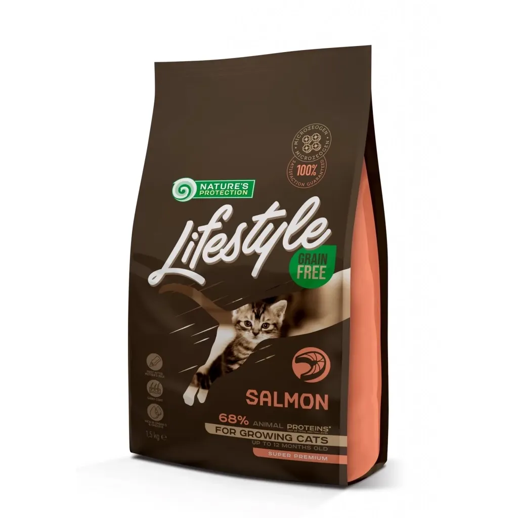 Сухий корм для котів Nature's Protection Lifestyle Grain Free Salmon Kitten 1.5 кг (NPLS45953)