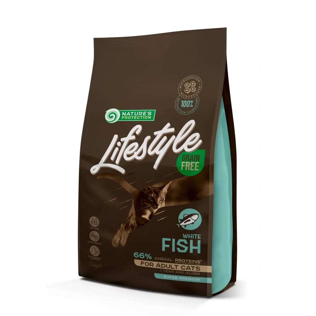 Сухий корм для котів Nature's Protection Lifestyle Grain Free White Fish Adult Cat 1.5 кг (NPLS45959)