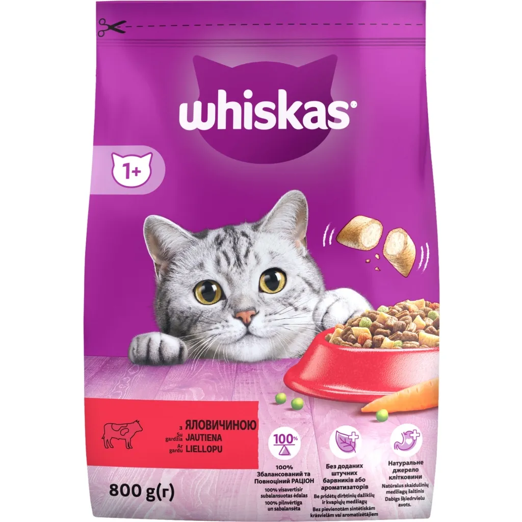 Сухий корм для котів Whiskas з яловичиною 800 г (5998749144145)