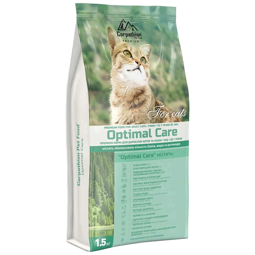 Сухой корм для кошек Carpathian Pet Food Optimal Care 1.5 кг (4820111140961)