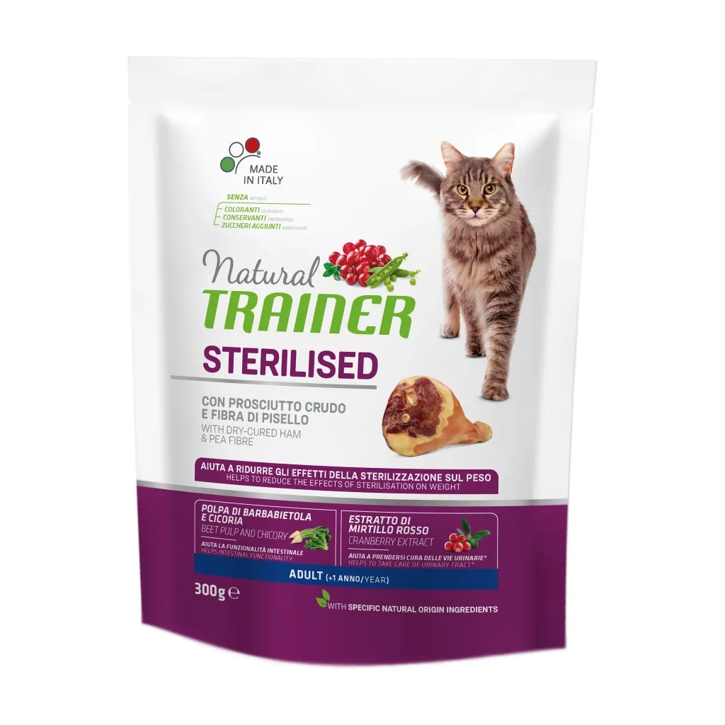 Сухий корм для котів Trainer Natural Super Premium Adult Sterilised dry-cured ham 300 г (8059149230504)