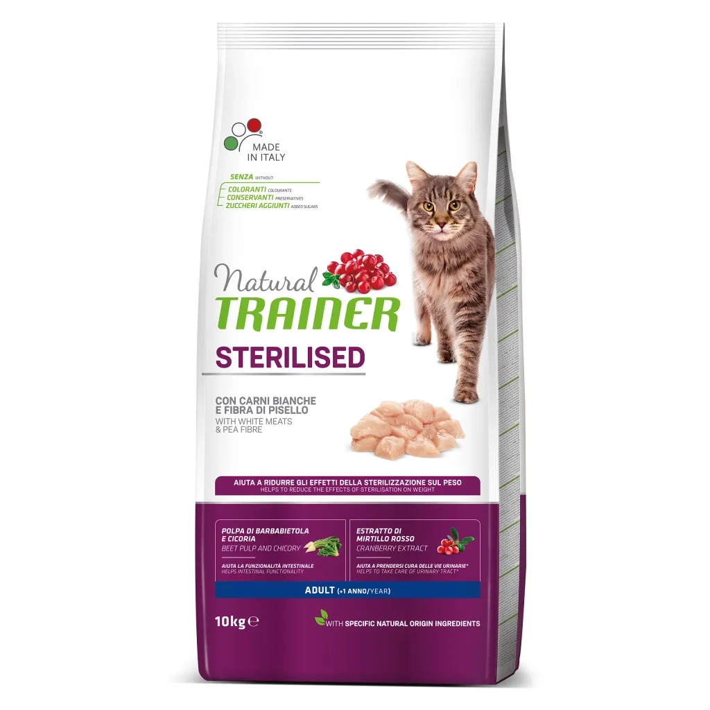 Сухой корм для кошек Trainer Natural Super Adult Sterilised с индейкой 10 кг (8059149246970)
