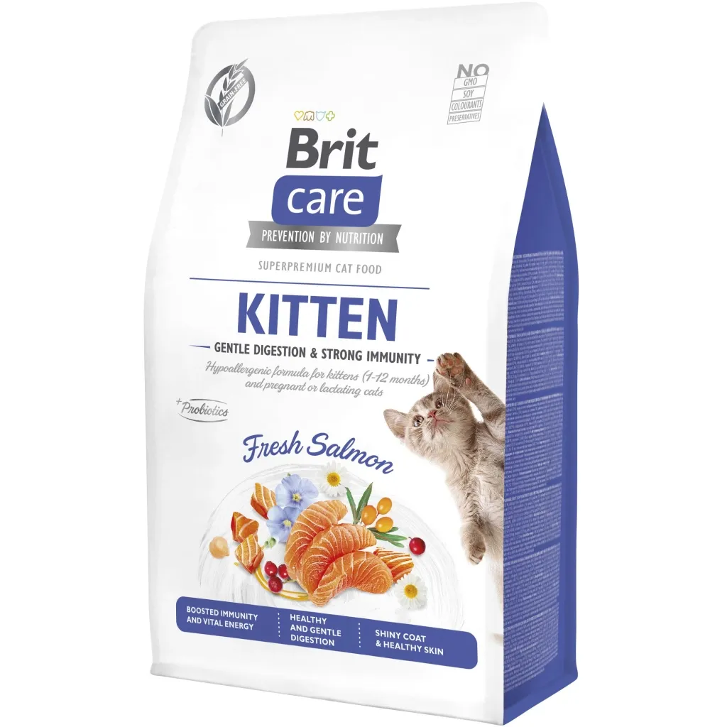 Сухий корм для котів Brit Care Cat GF Kitten Gentle Digestion Strong Immunity з лососем 400 г (8595602565030)