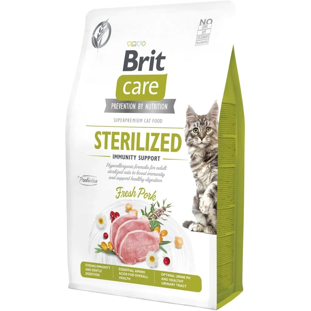 Сухий корм для котів Brit Care Cat GF Sterilized Immunity Support зі свининою 2 кг (8595602565078)