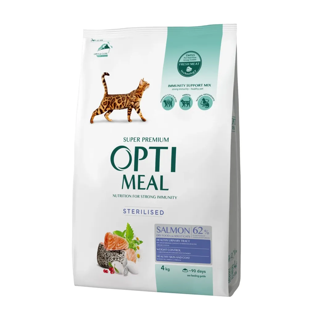Сухой корм для кошек Optimeal стерилизованных/кастрированных с лососем 4 кг (4820215368148)